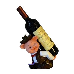 NEW. Pig in Brown Wine Bottle Holder Excellent Gift